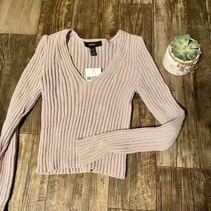 Grey Ribbed Crop Forever 21 Sweater